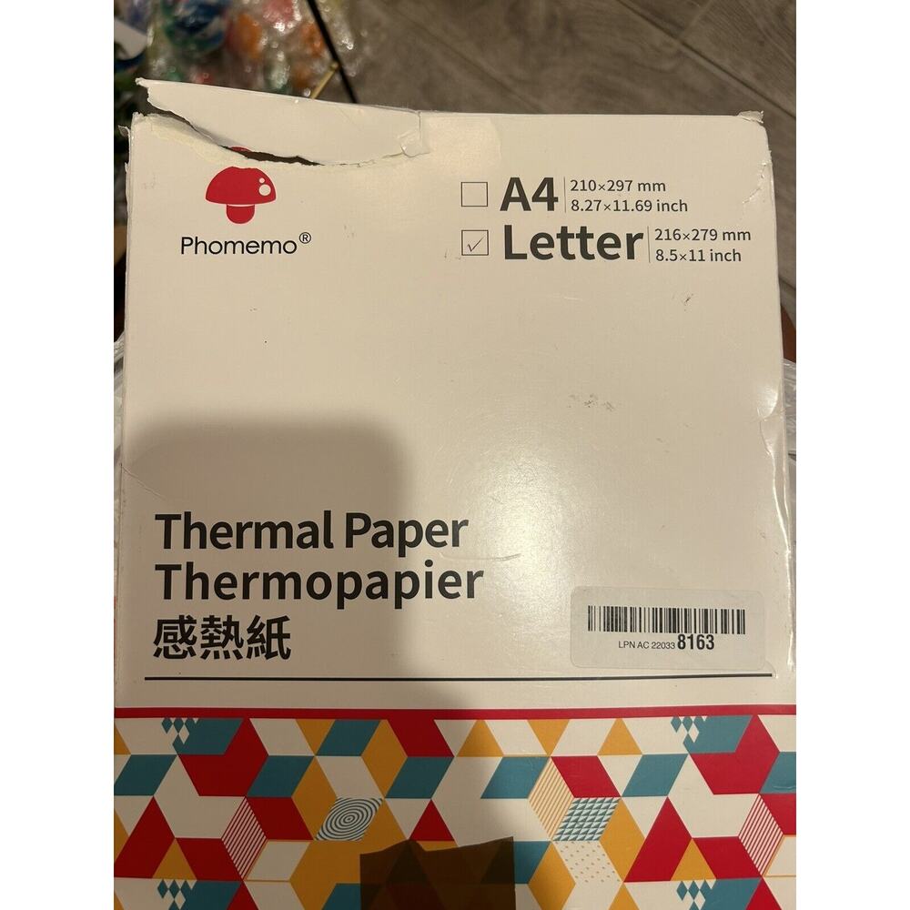 100Pcs Thermal Paper Letter Size 8.5”x11” Black on White Q22-DZ1-RMSG10-LTR